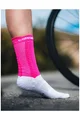 COMPRESSPORT κάλτσες κλασικές - PRO RACING V4.0 BIKE - λευκό/ροζ