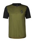 SCOTT κοντομάνικες φανέλα - TRAIL VERTIC ZIP SS - πράσινο/μαύρο