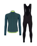SANTINI χειμερινή φανέλα και παντελόνι - COLORE PURO+OMNIA - μαύρο/πράσινο