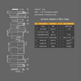 LONGUS σύνθεση κεφαλιού - HEADSET 28,6mm - μαύρο