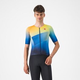 CASTELLI κοντομάνικες φανέλα - FREE SPEED 3 RACE TOP - μπλε/κίτρινο