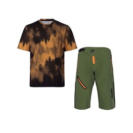 HOLOKOLO Φανέλα MTB και παντελόνι - NIGHTFALL MTB - πορτοκαλί/πράσινο/μαύρο