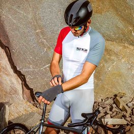 SIX2 κοντομάνικες φανέλα - BIKE3 ULTRALIGHT - λευκό/γκρί/κόκκινο