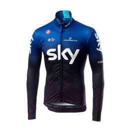 CASTELLI χειμερινές μακρυμάνικες φανέλες - TEAM SKY 2019 WINTER - μπλε/μαύρο/λευκό